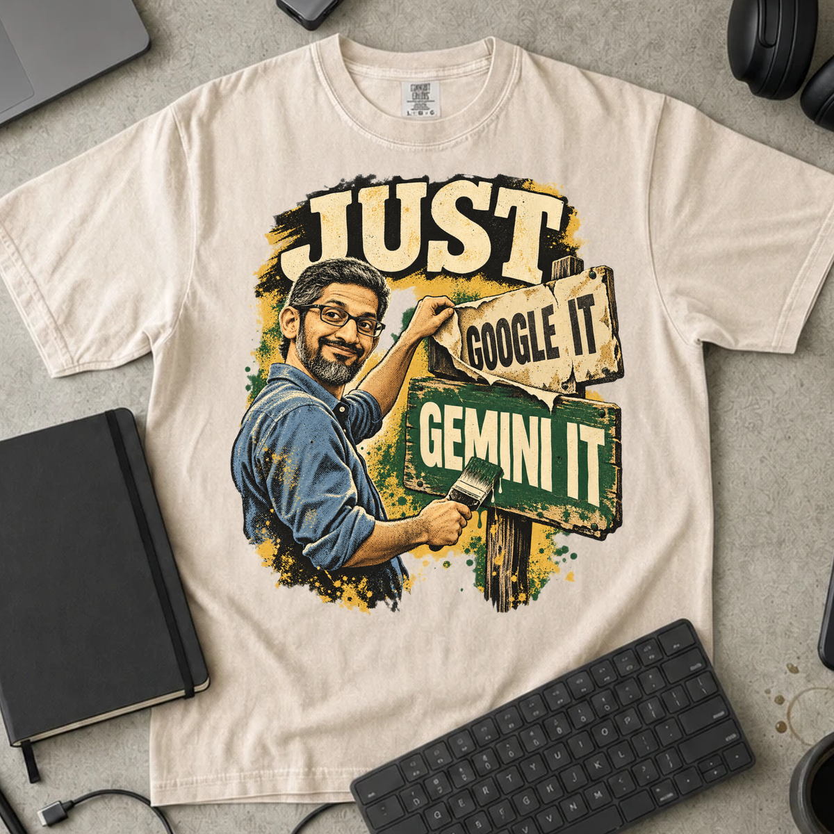 Just Gemini It Shirt — Ivory Comfort Colors 1717 flat lay