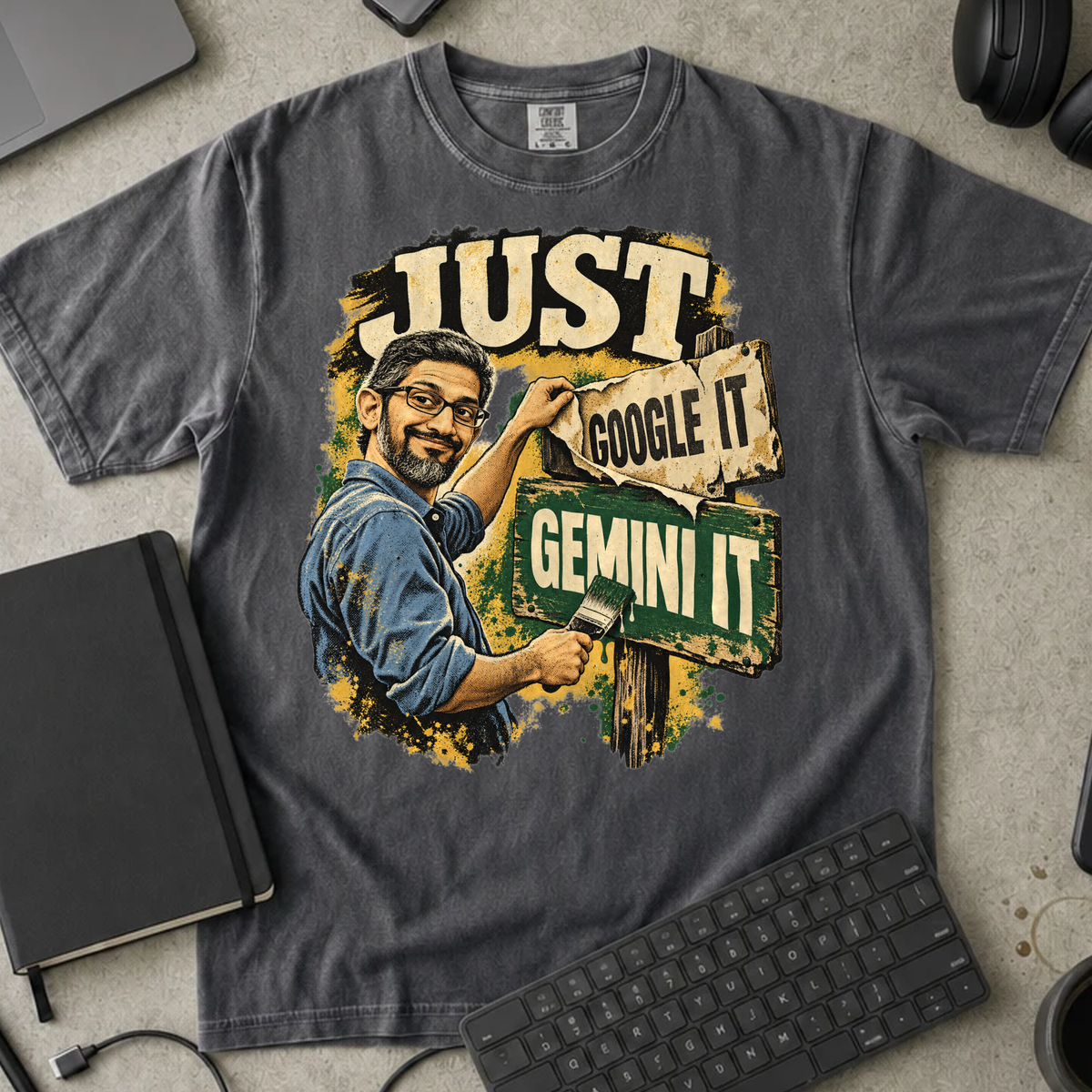 Just Gemini It Shirt — Pepper Comfort Colors 1717 flat lay