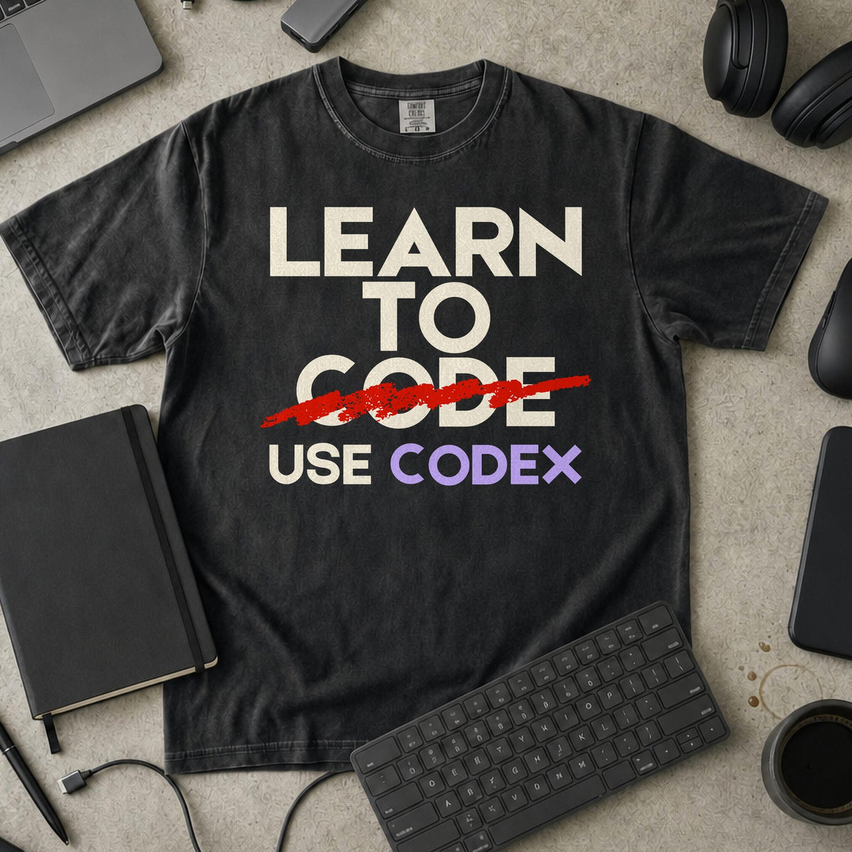 Learn To Code Use Codex Premium Shirt — black Premium Shirt mock-up