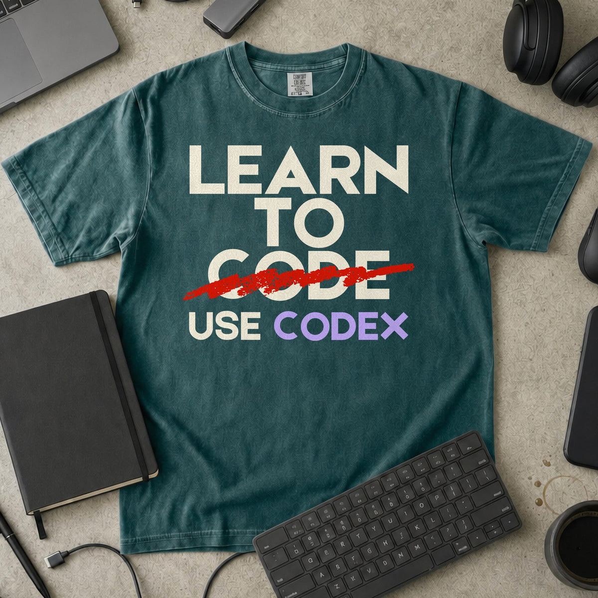 Learn To Code Use Codex Premium Shirt — blue spruce Premium Shirt mock-up