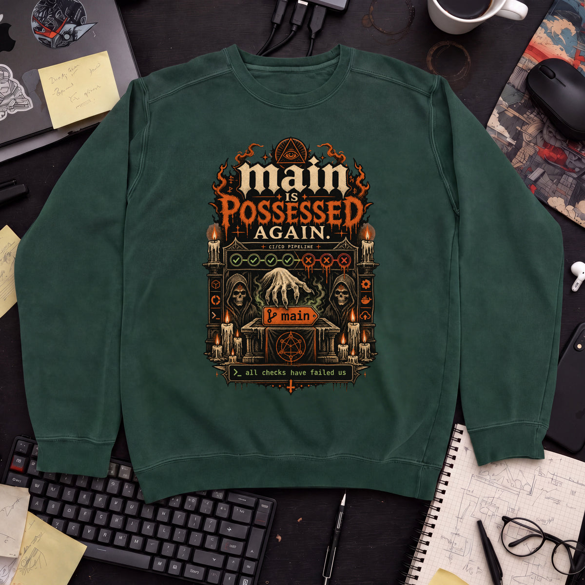Main Is Possessed Again Sweatshirt sweatshirt — Bottle Green