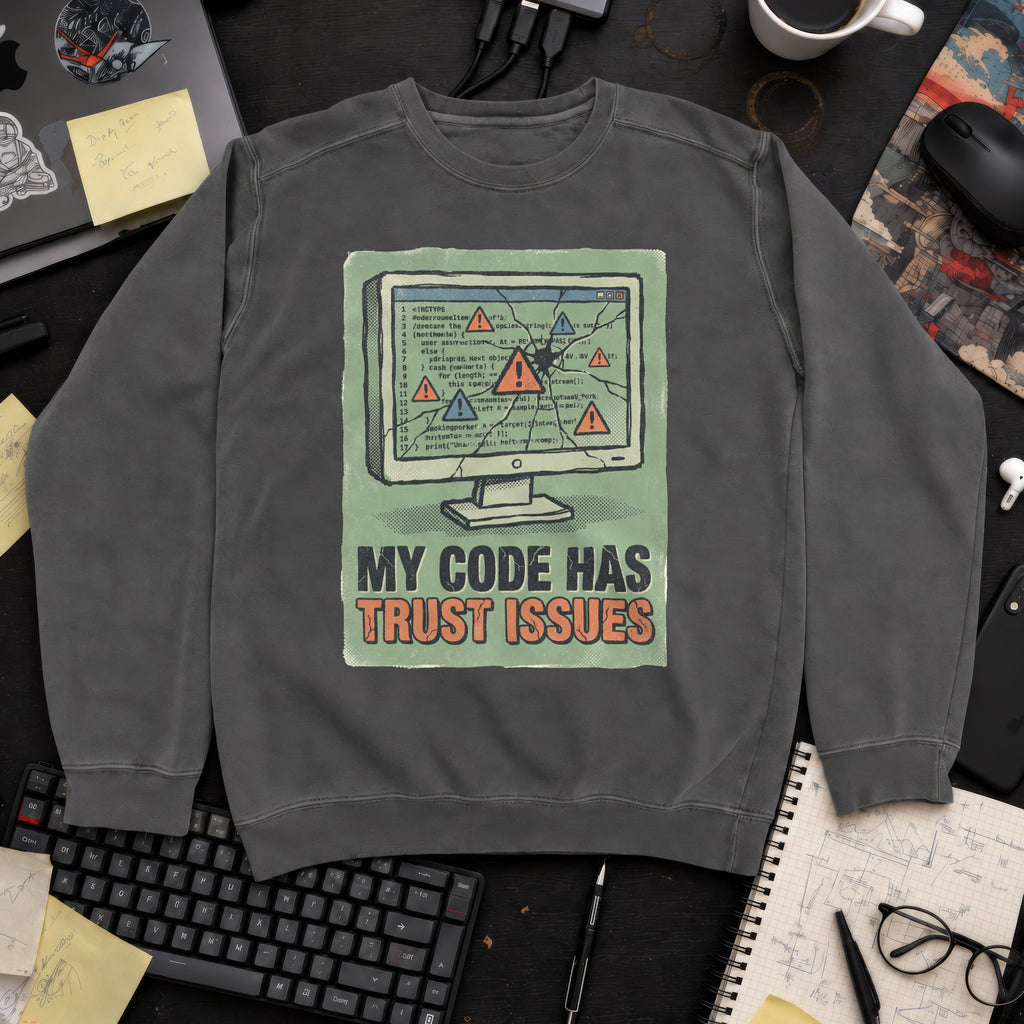 My Code Has Trust Issues Sweatshirt — Pepper