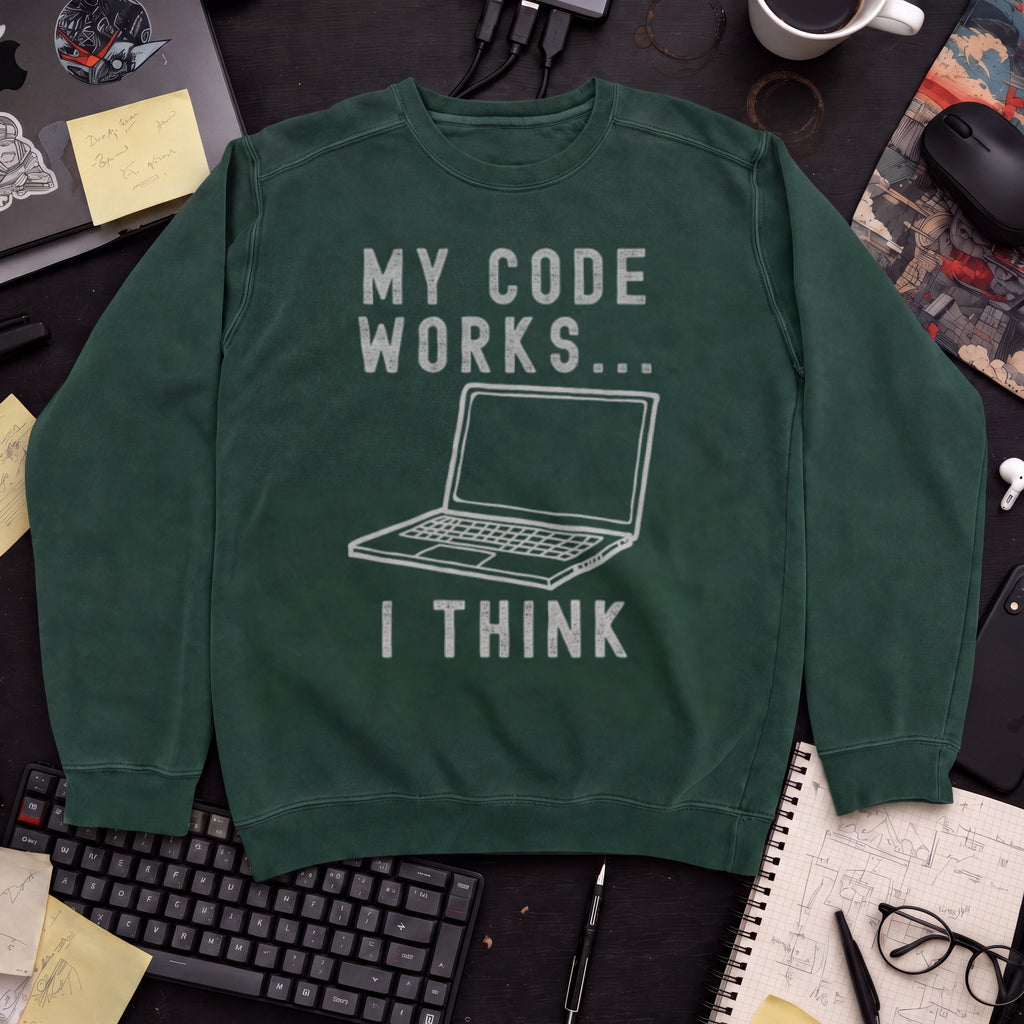 My Code Works I Think Sweatshirt — Bottle Green