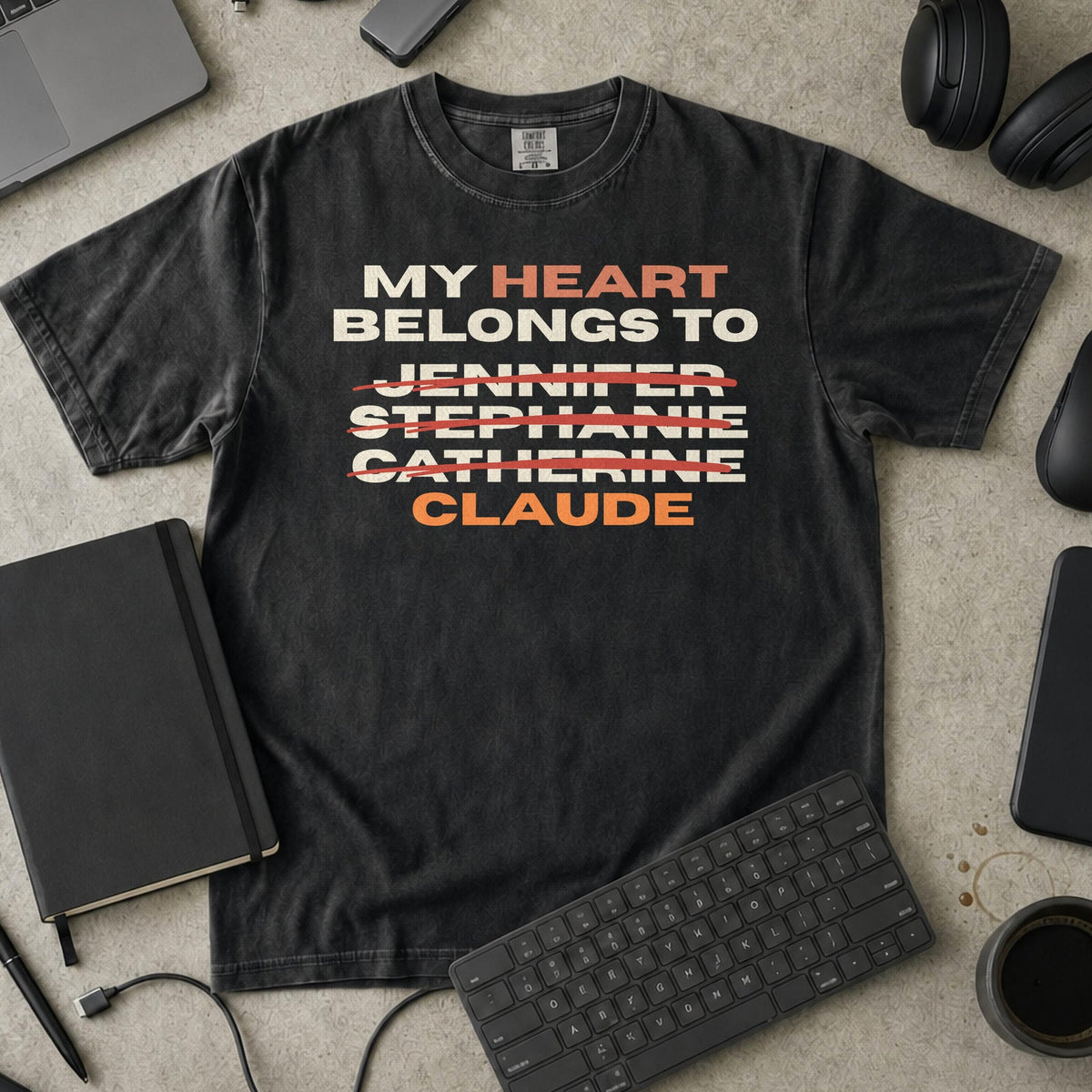 My Heart Belongs To Claude Premium Shirt — black Premium Shirt mock-up