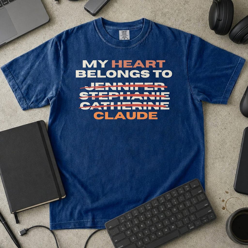 My Heart Belongs To Claude Premium Shirt — true navy Premium Shirt mock-up