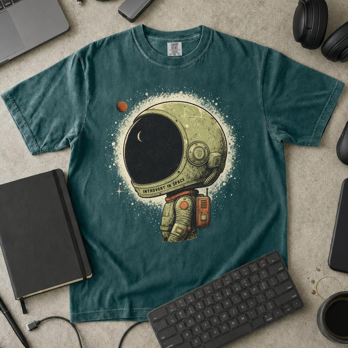 Introvert in Space Premium Shirt - Blue Spruce mockup