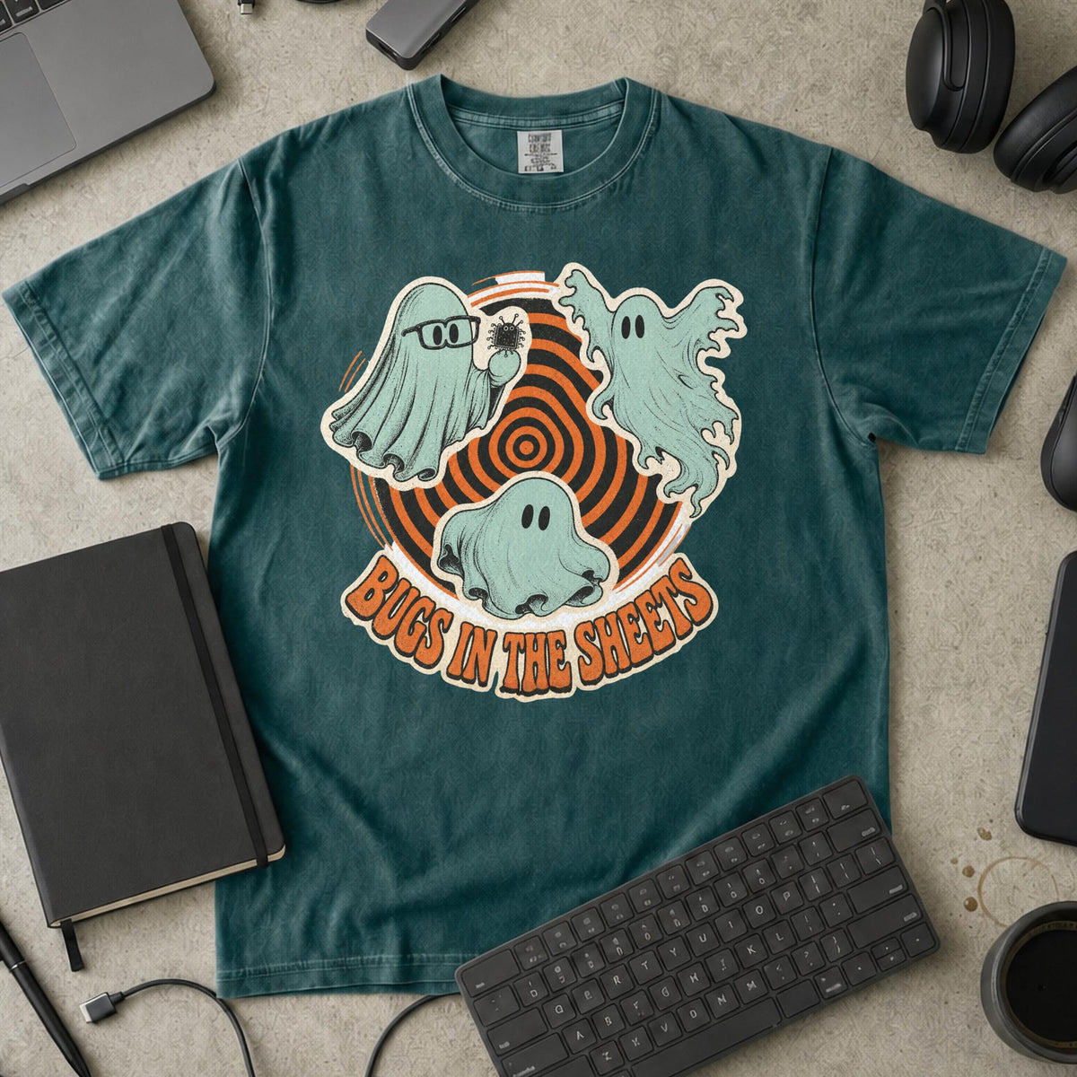 Bugs in the Sheets Premium Shirt - Blue Spruce mockup