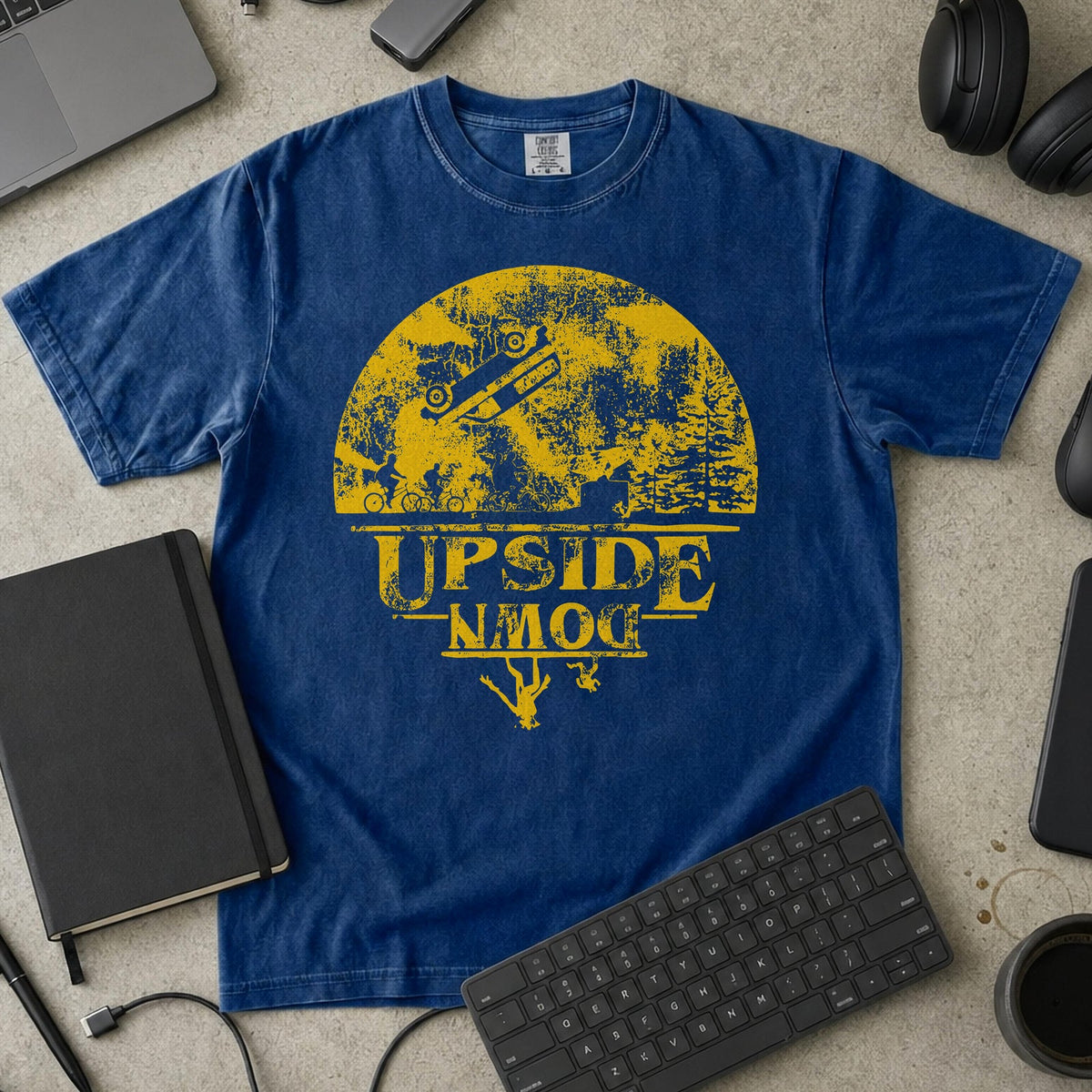 Upside Moon Premium Shirt - True Navy mockup