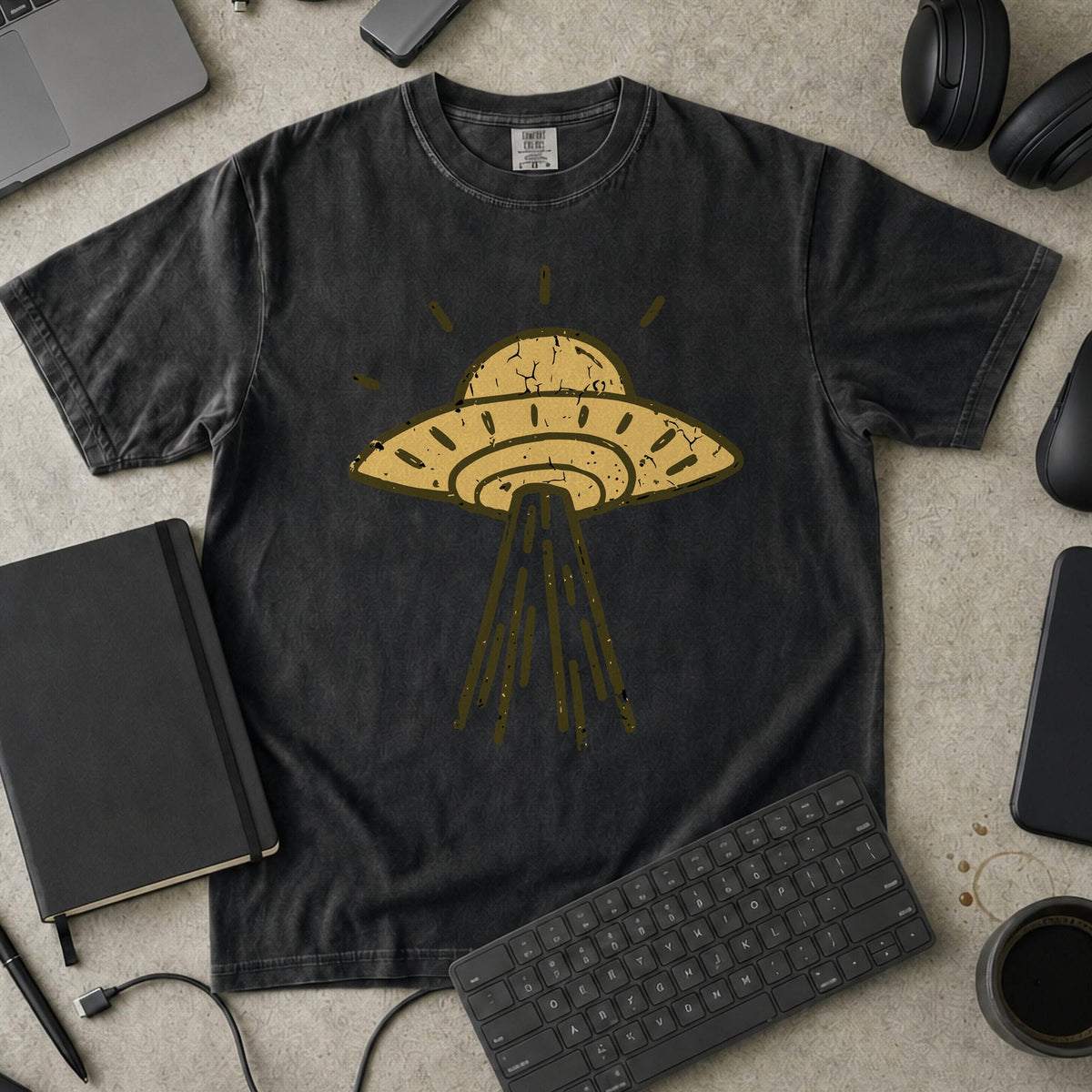 UFO Landing Premium Shirt - Black mockup
