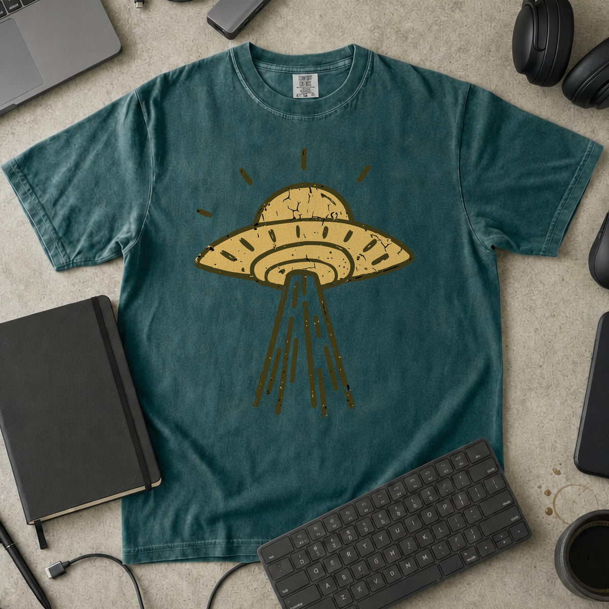 UFO Landing Premium Shirt - Blue Spruce mockup