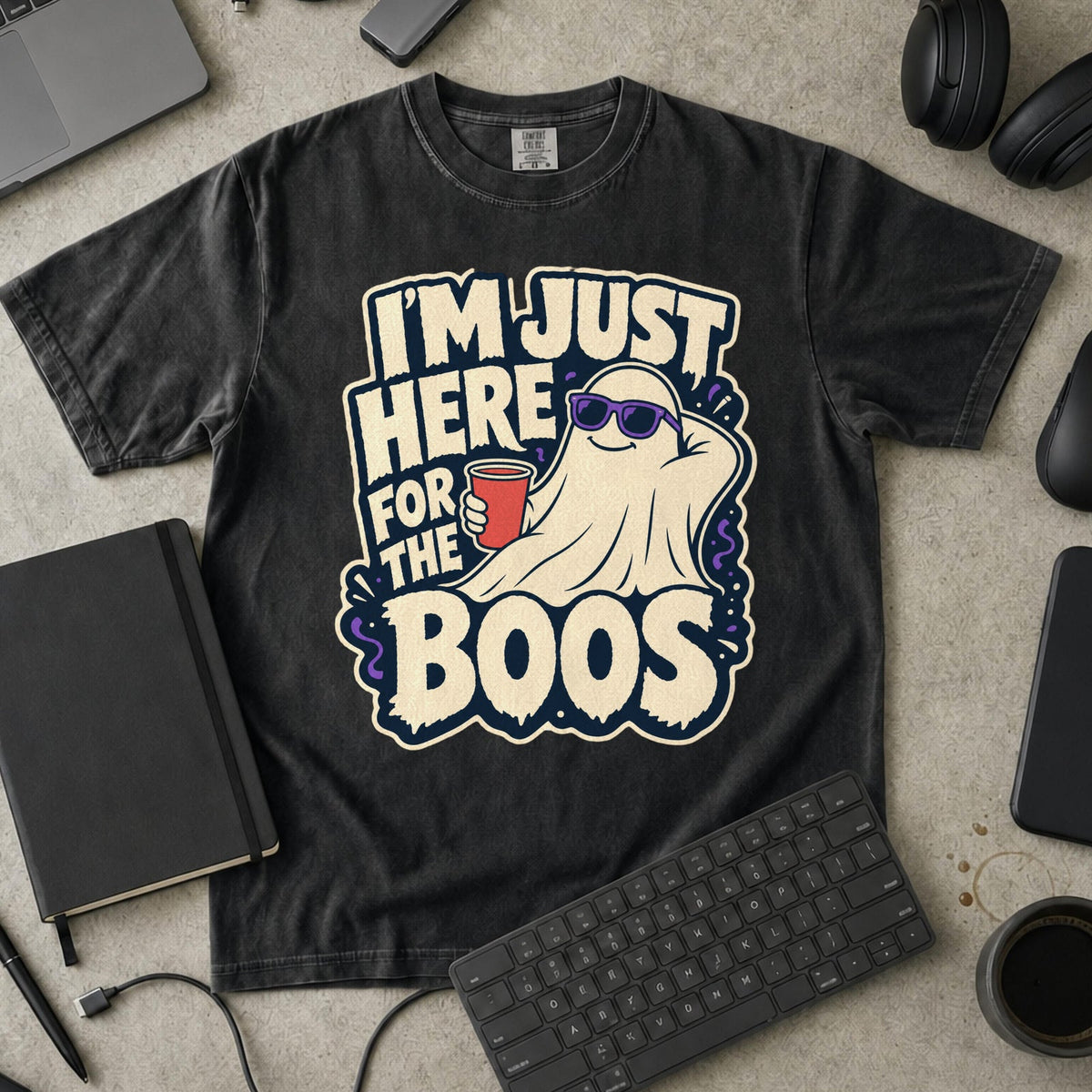Here for the Boos Premium Shirt - Black mockup