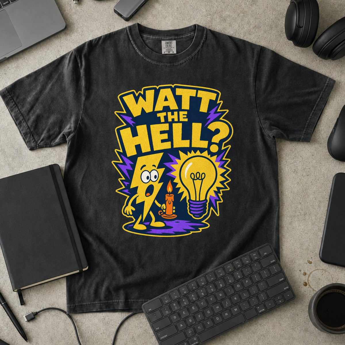Watt the Hell Premium Shirt - Black mockup