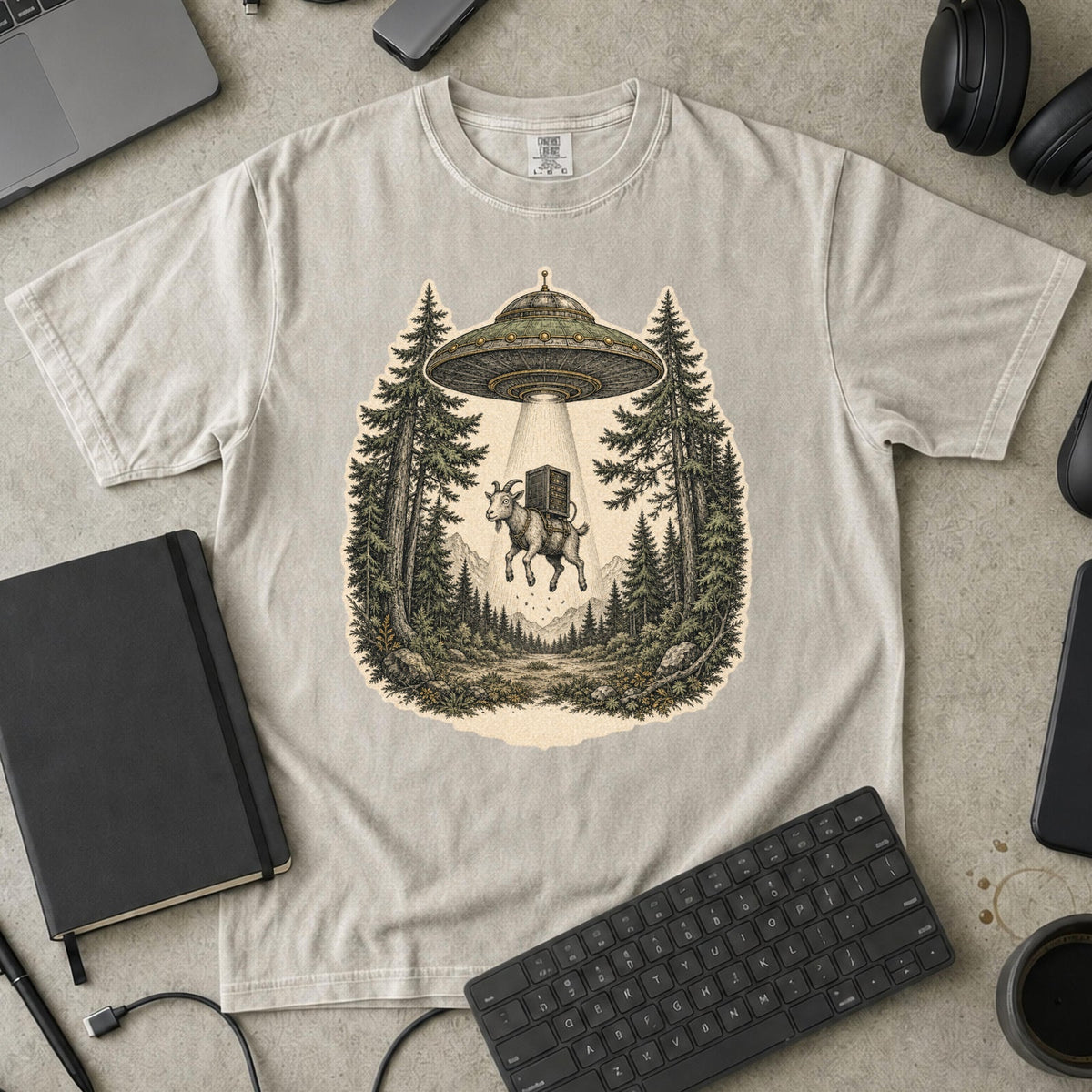 UFO Abduction Premium Shirt - Ivory mockup
