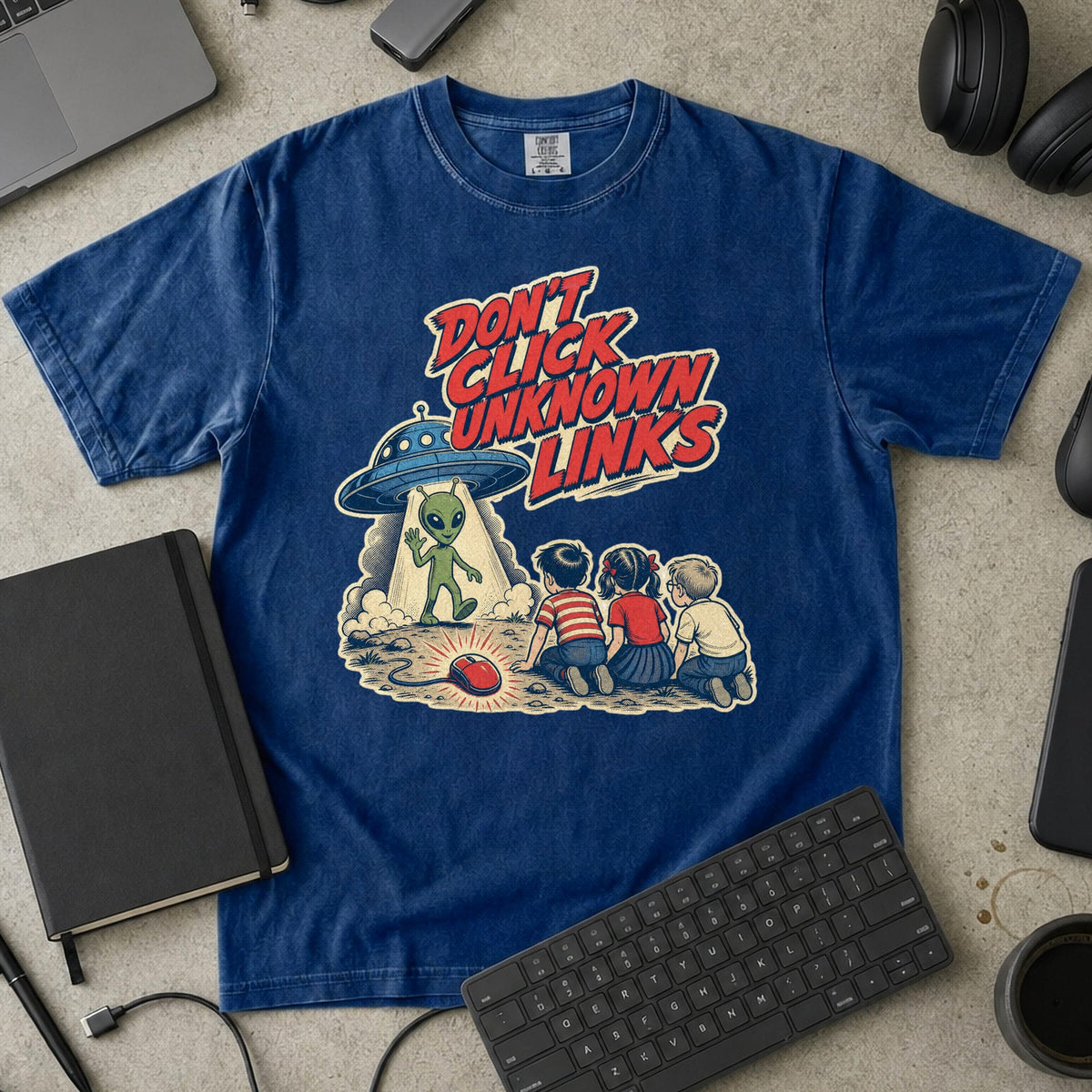 Don’t Click Unknown Links Premium Shirt - True Navy mockup