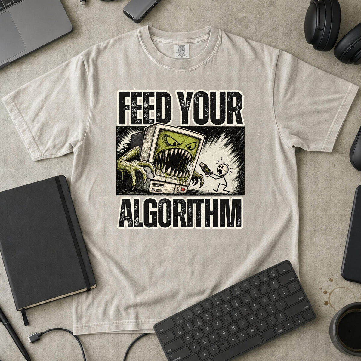 Feed Your Algorithm Premium Shirt - Ivory mockup