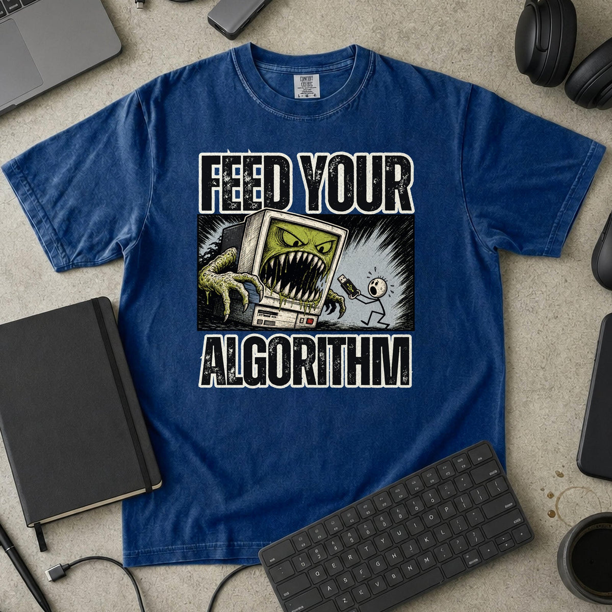 Feed Your Algorithm Premium Shirt - True Navy mockup