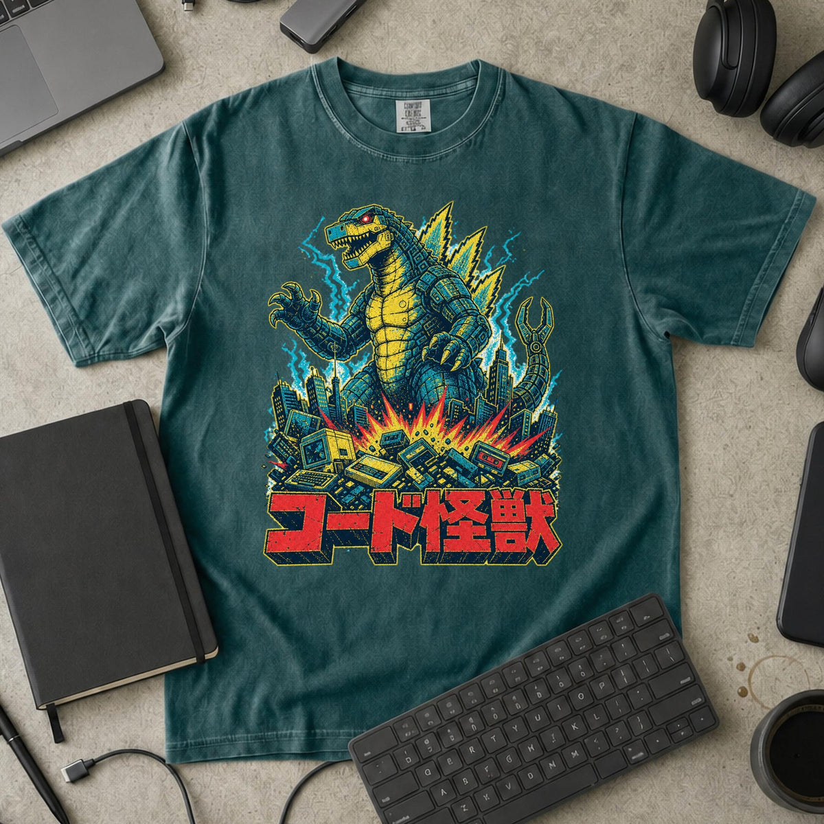 Kaiju Tech Monster Premium Shirt - Blue Spruce mockup