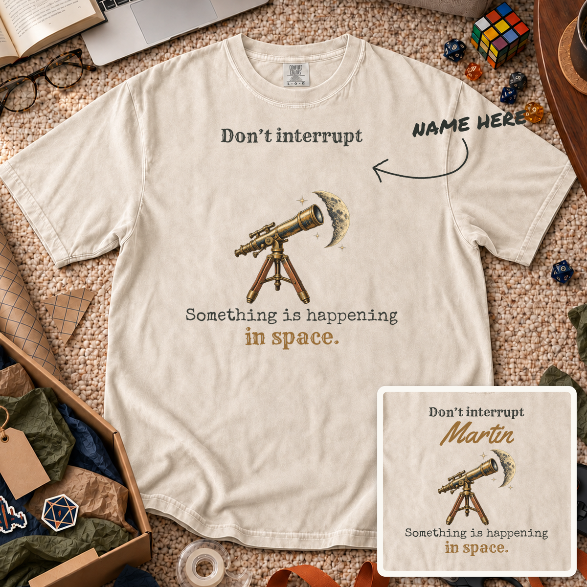 Something Is Happening in Space Custom Shirt — personalized Ivory Comfort Colors 1717