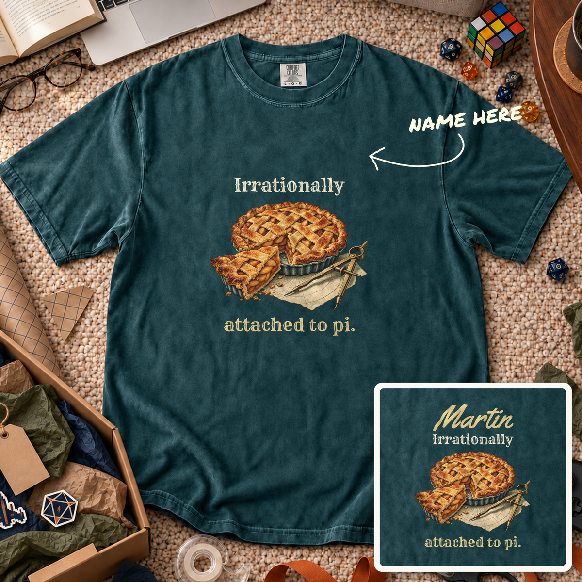 Irrationally Attached to Pi Custom Shirt — personalized Blue Spruce Comfort Colors 1717