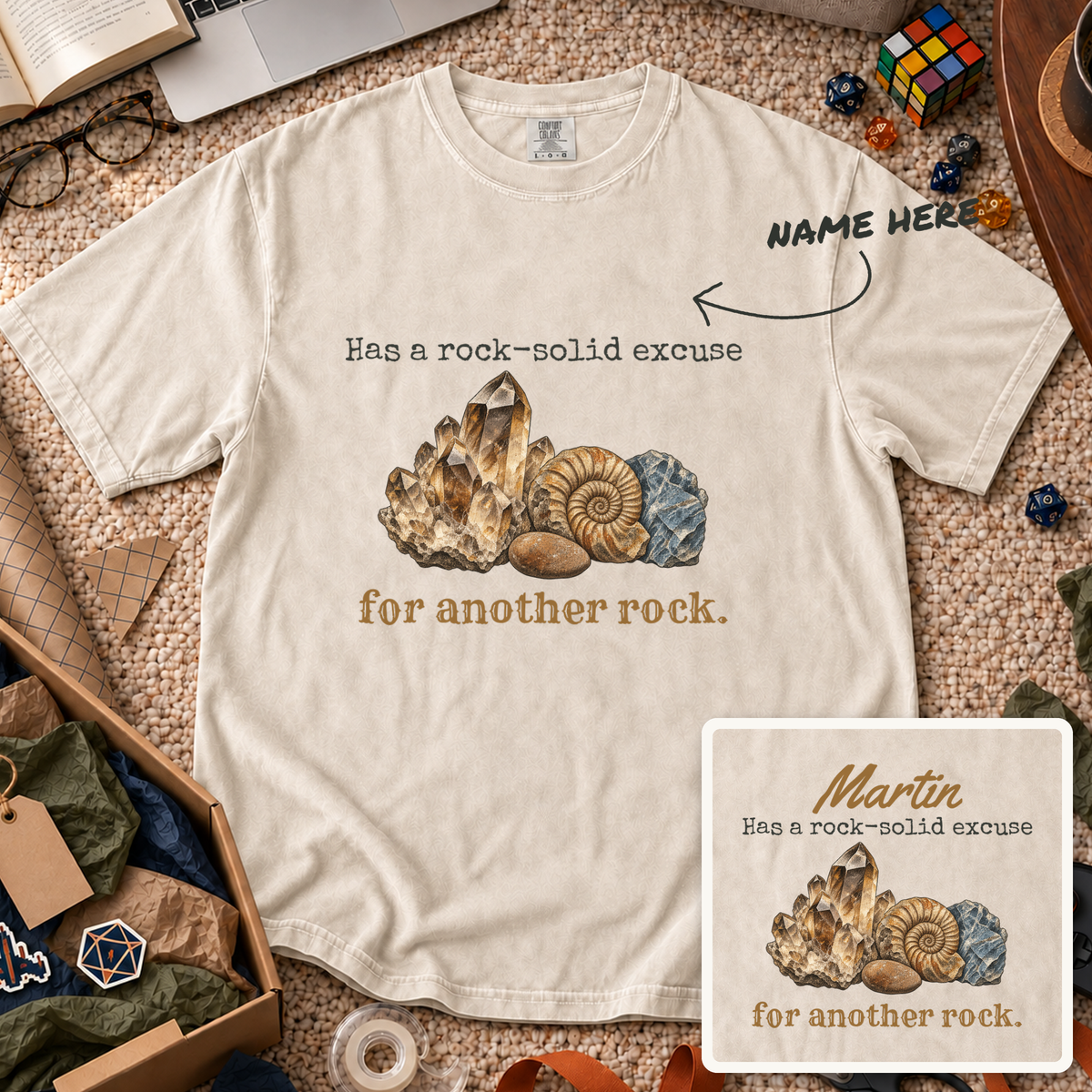 Rock-Solid Excuse Custom Shirt — personalized Ivory Comfort Colors 1717