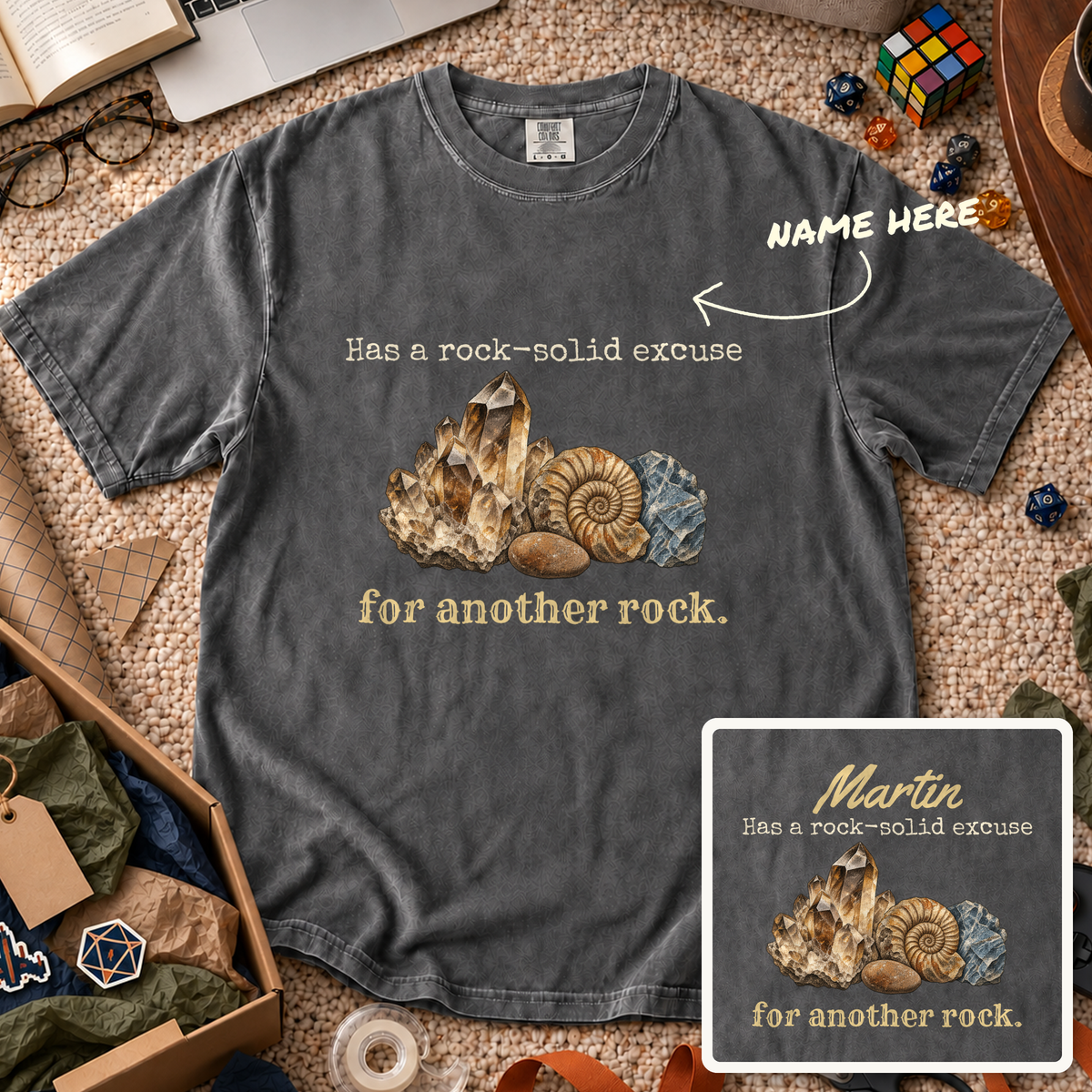 Rock-Solid Excuse Custom Shirt — personalized Pepper Comfort Colors 1717