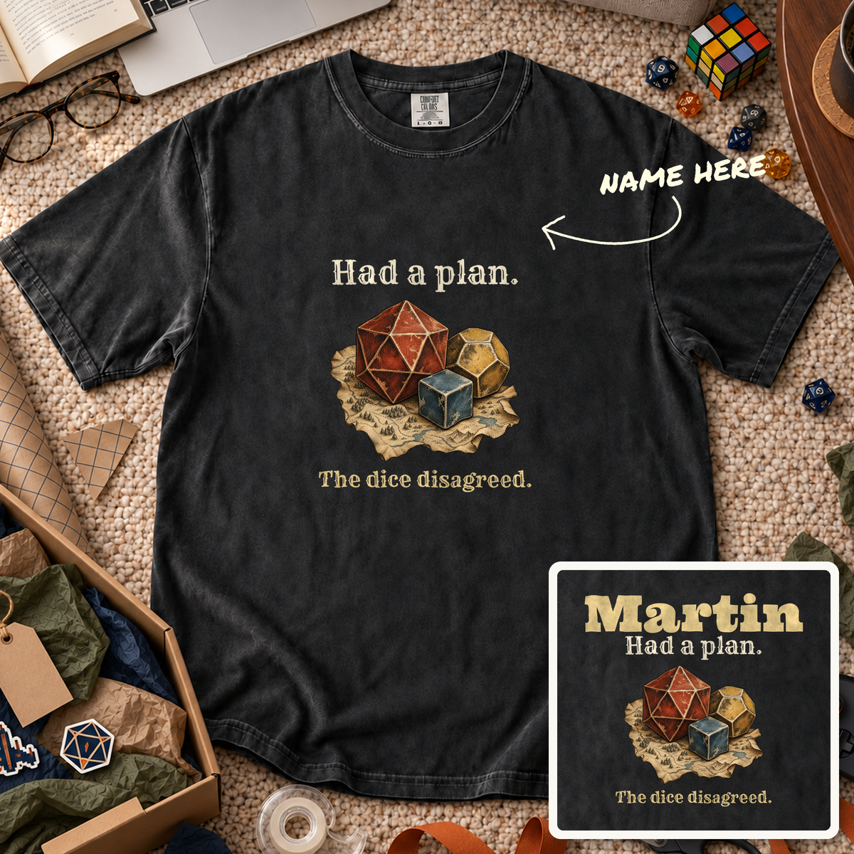 The Dice Disagreed Custom Shirt — personalized Black Comfort Colors 1717