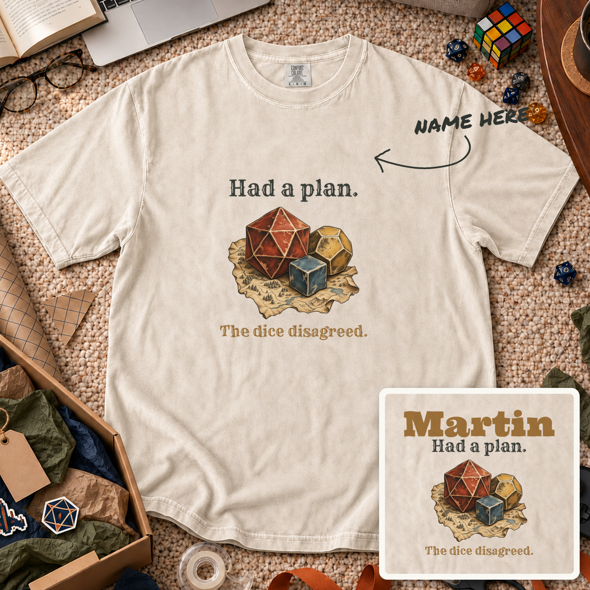 The Dice Disagreed Custom Shirt — personalized Ivory Comfort Colors 1717