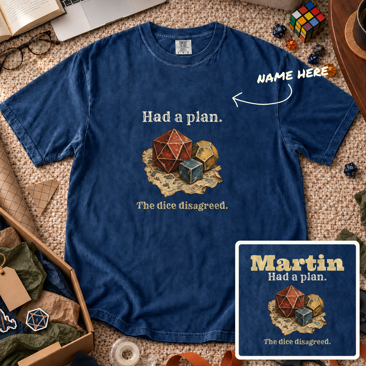 The Dice Disagreed Custom Shirt — personalized True Navy Comfort Colors 1717