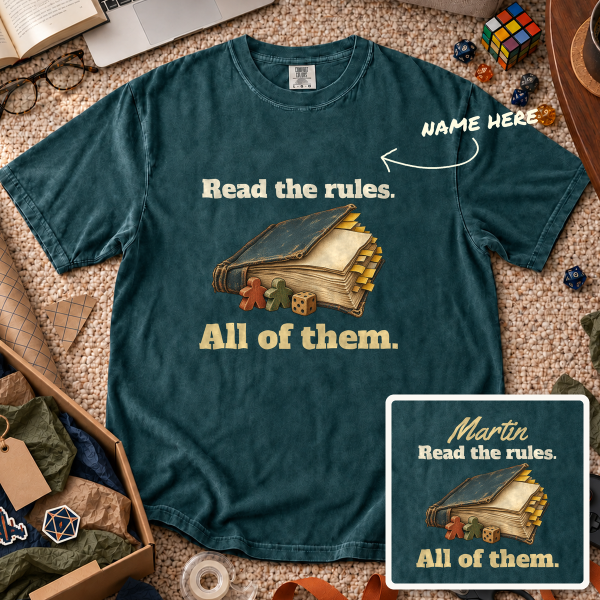 Read All the Rules Custom Shirt — personalized Blue Spruce Comfort Colors 1717