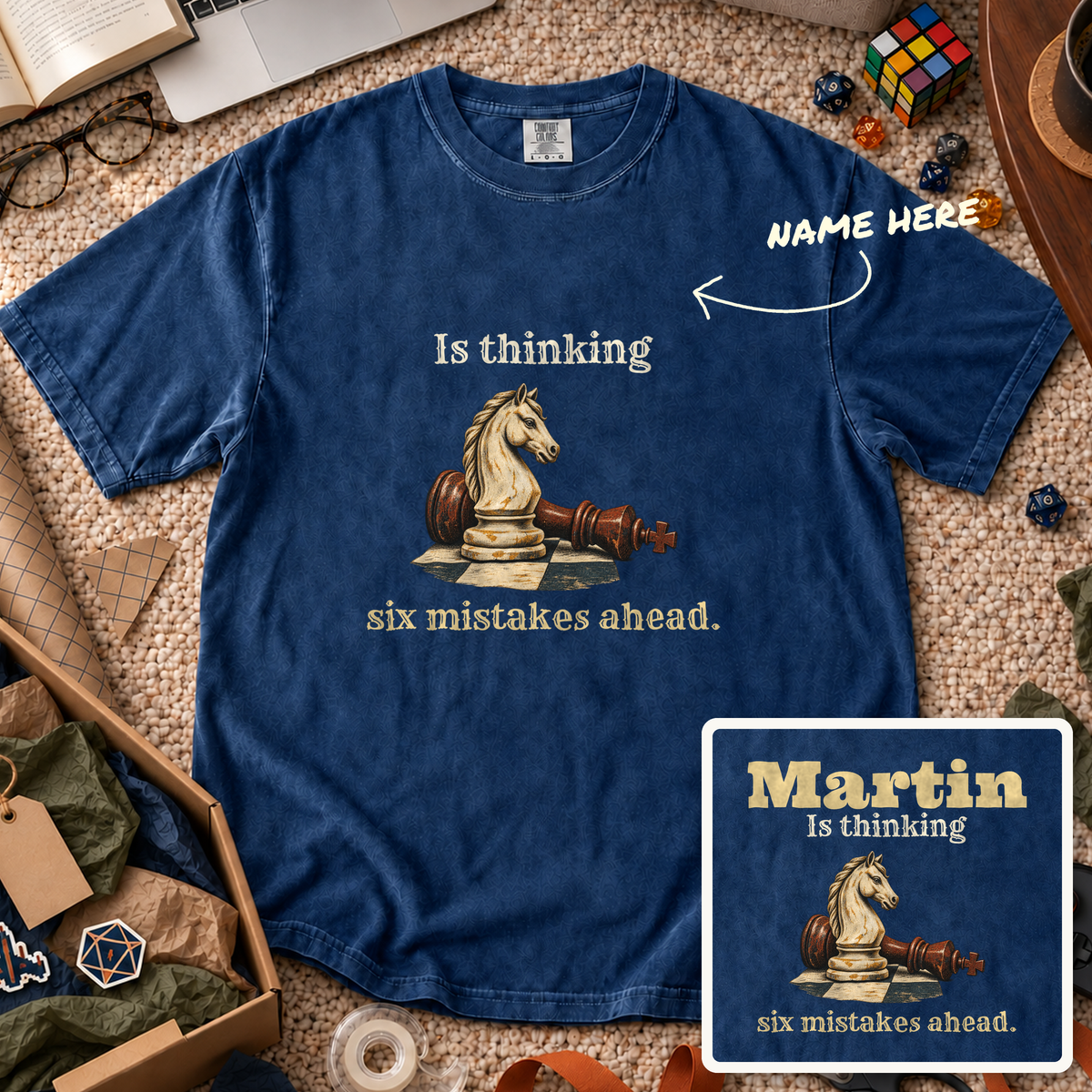 Six Mistakes Ahead Custom Shirt — personalized True Navy Comfort Colors 1717