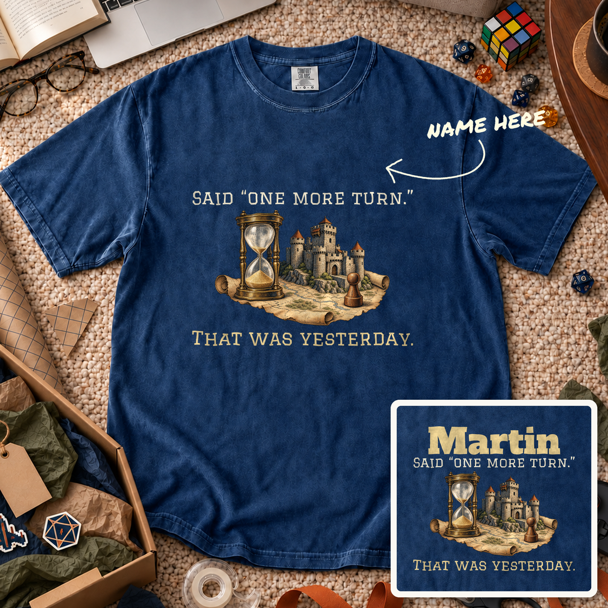 One More Turn Custom Shirt — personalized True Navy Comfort Colors 1717