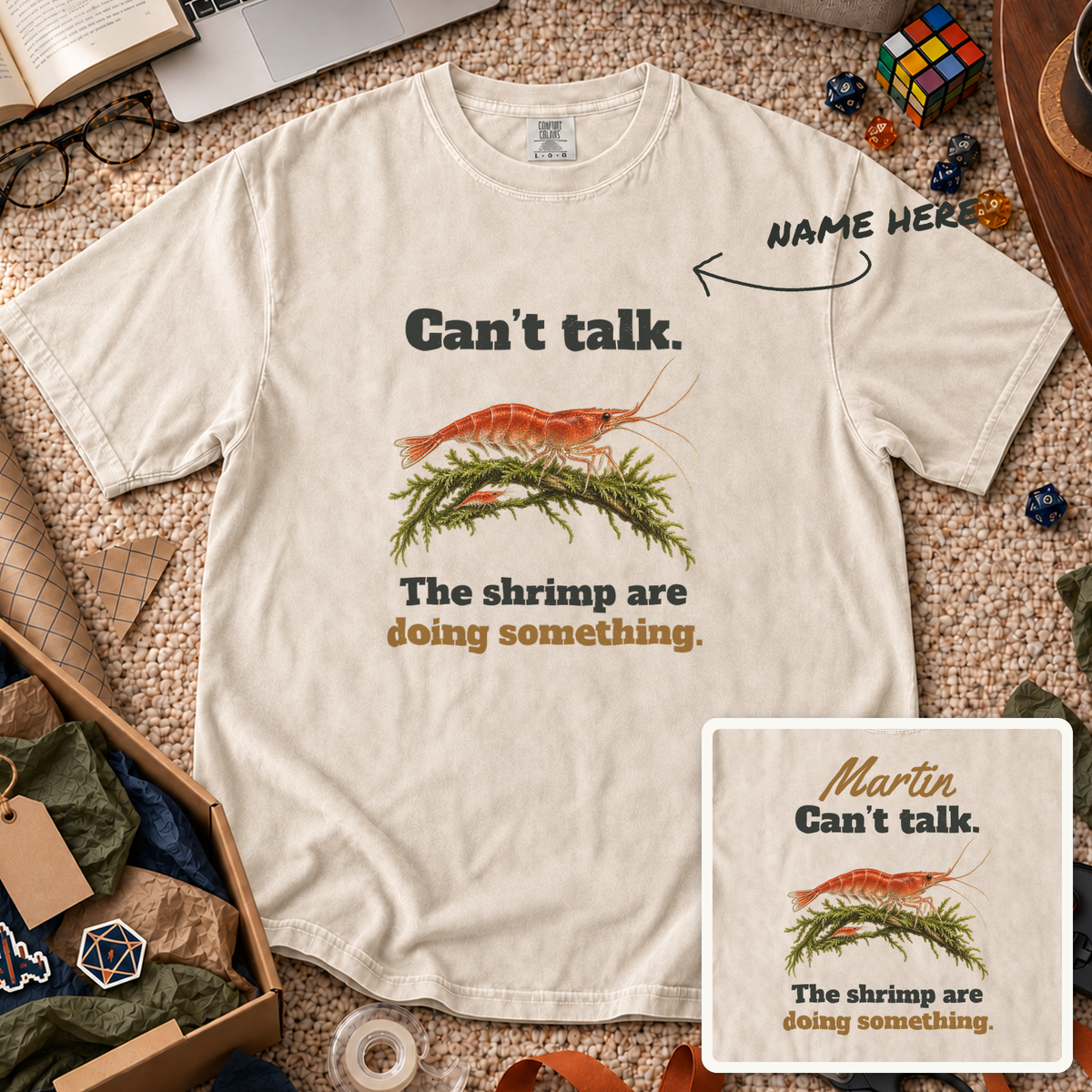 The Shrimp Are Doing Something Custom Shirt — personalized Ivory Comfort Colors 1717