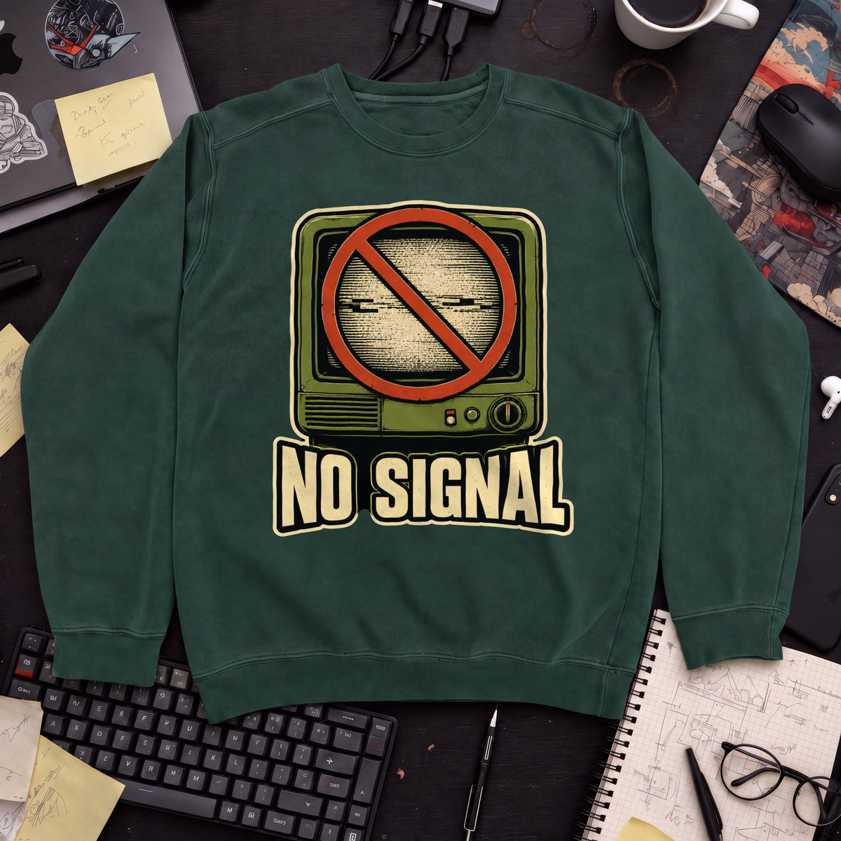 No Signal Sweatshirt — Bottle Green