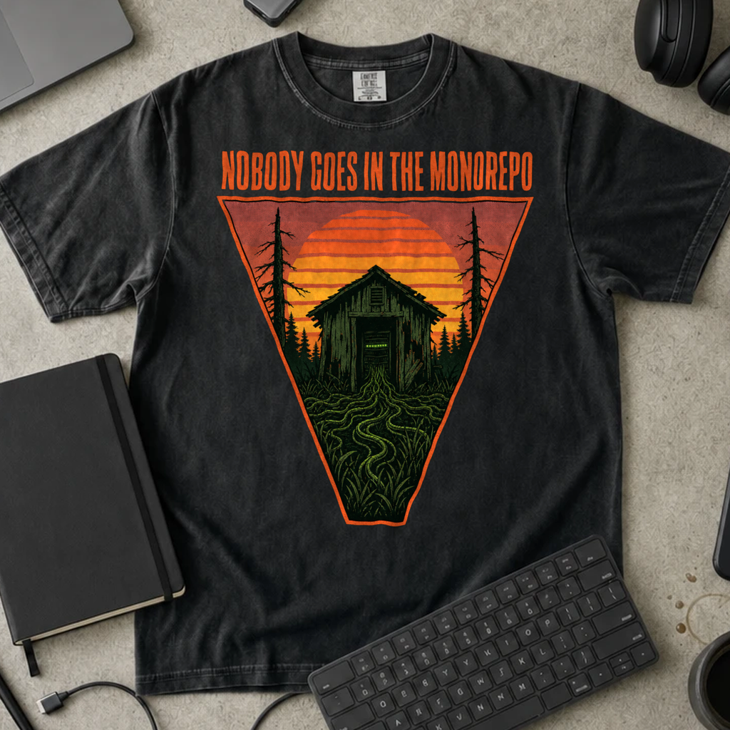 Nobody Goes in the Monorepo Shirt — Black Comfort Colors 1717 flat lay