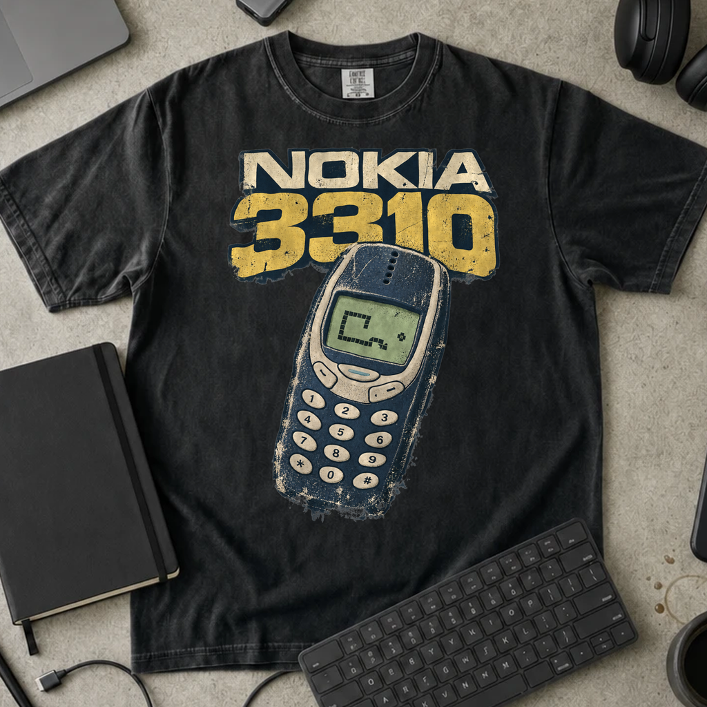 Nokia 3310 Shirt — Black Comfort Colors 1717 flat lay