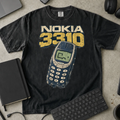 Nokia 3310 Shirt — Black Comfort Colors 1717 flat lay