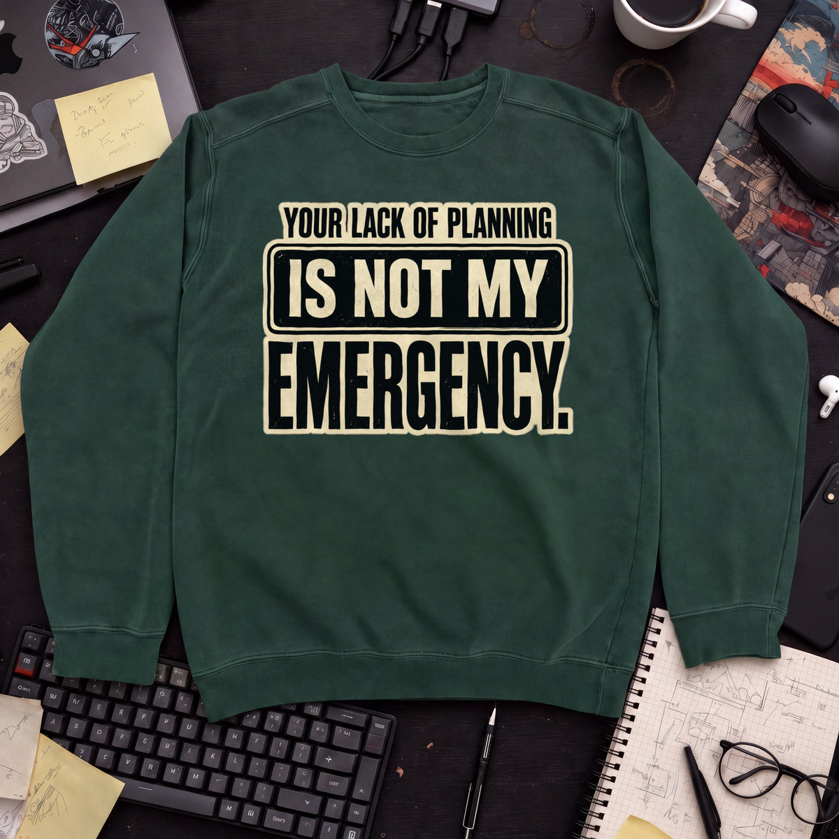Not My Emergency Sweatshirt — Bottle Green