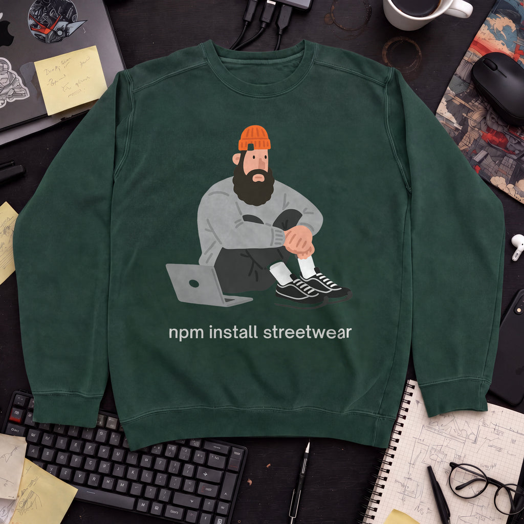 Npm Install Streetwear Sweatshirt — Bottle Green