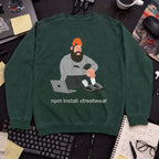 Npm Install Streetwear Sweatshirt — Bottle Green