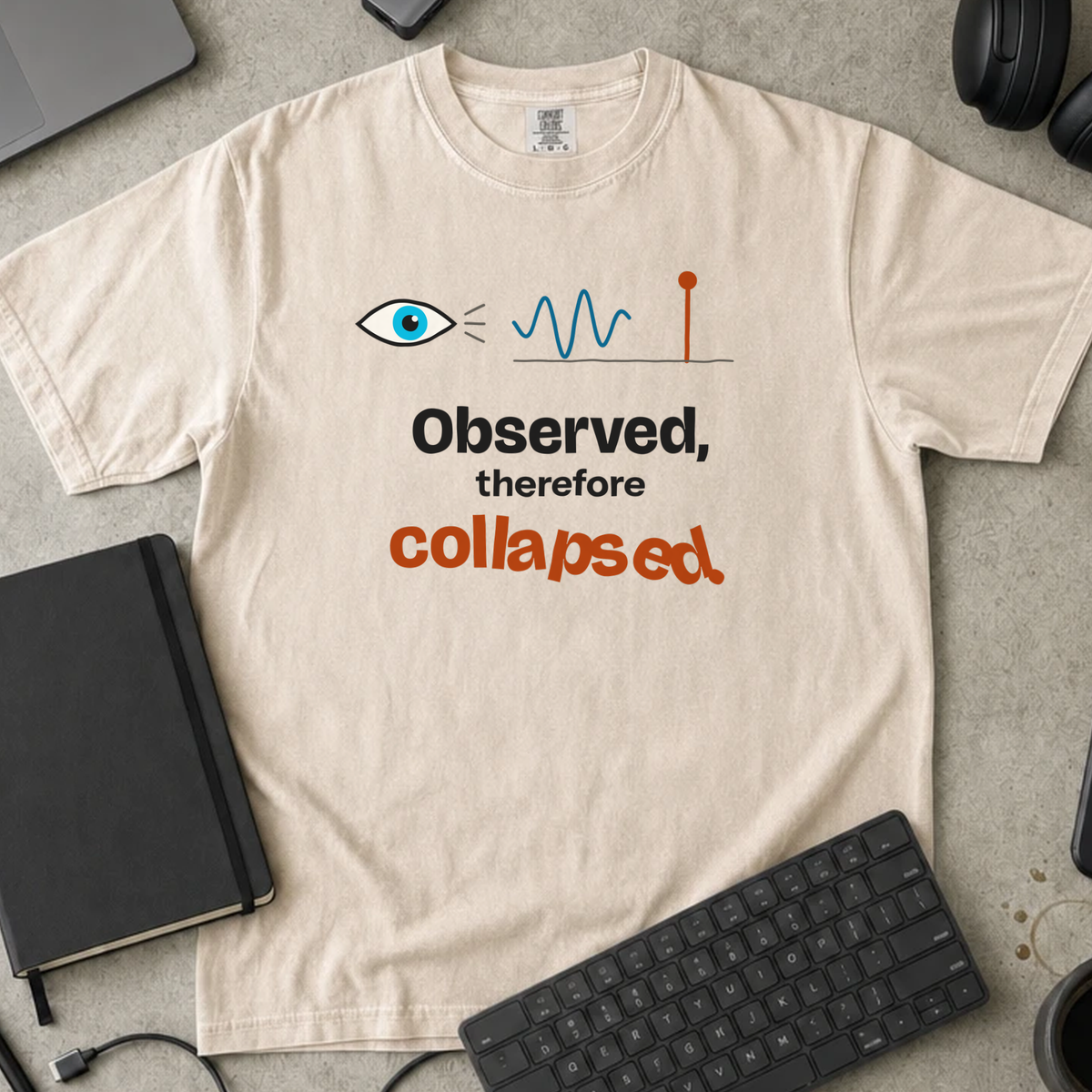 Observed Therefore Collapsed Shirt — Ivory Comfort Colors 1717 flat lay