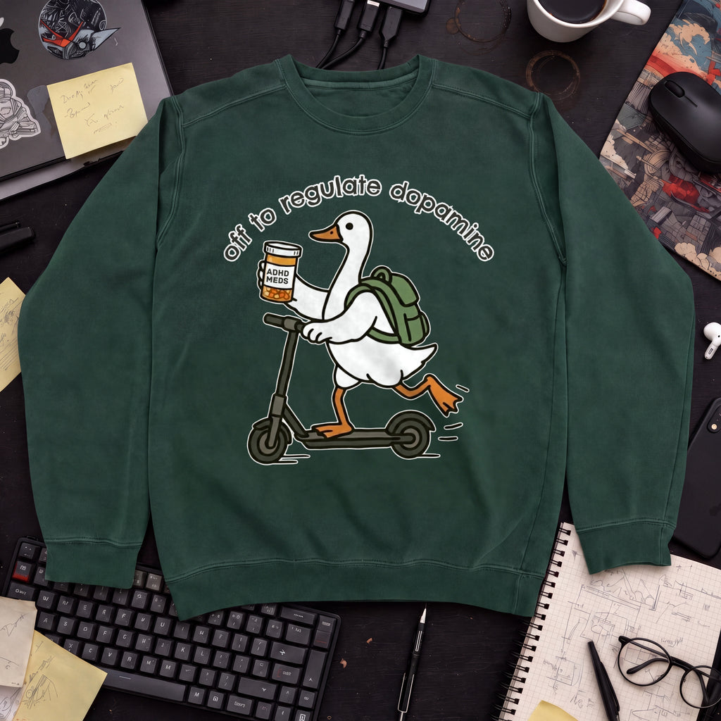 Off To Regulate Dopamine Sweatshirt — Bottle Green