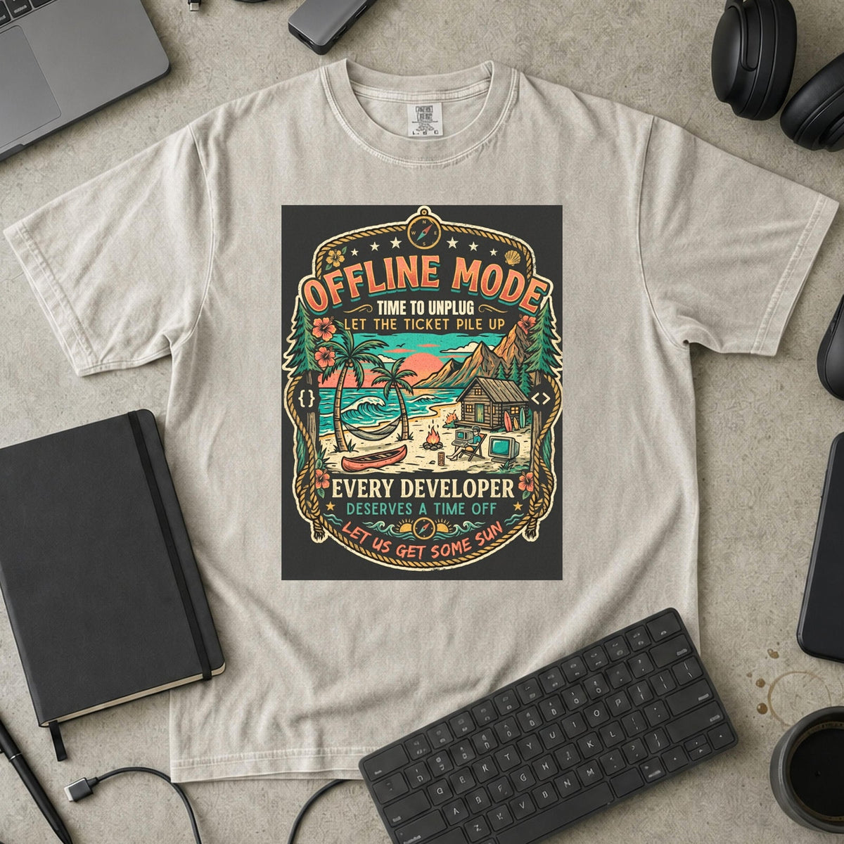 Offline Mode Unplug Premium Shirt — ivory Premium Shirt mock-up