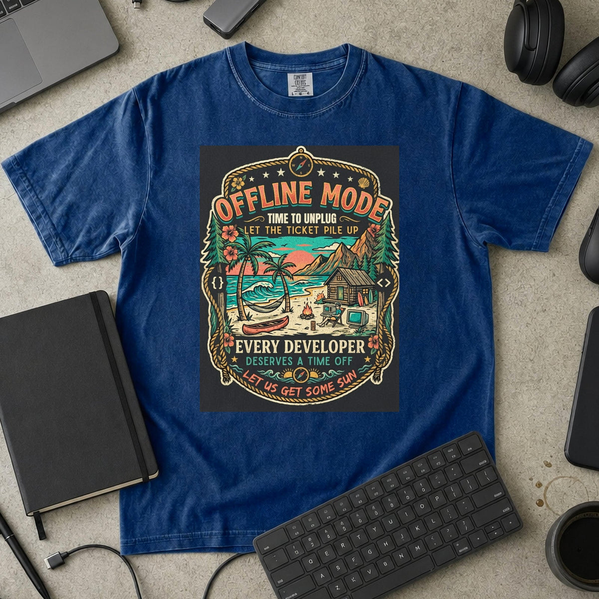 Offline Mode Unplug Premium Shirt — true navy Premium Shirt mock-up