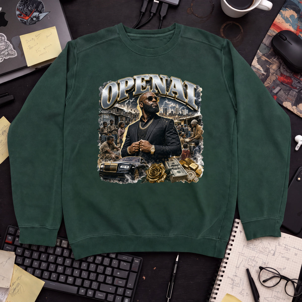 OpenAI Bootleg Sweatshirt — Bottle Green