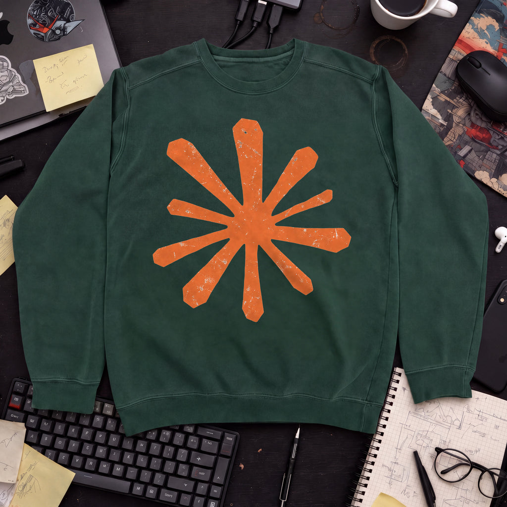 Orange Asterisk Sweatshirt sweatshirt — Bottle Green