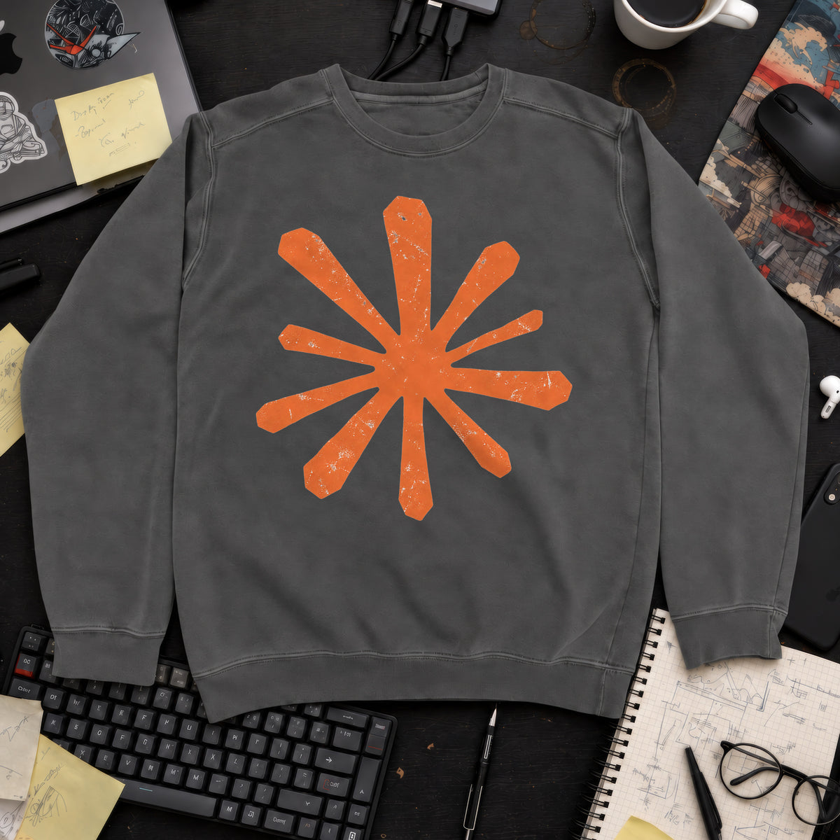 Orange Asterisk Sweatshirt sweatshirt — Pepper