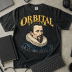 Orbital Thinker Shirt — Black Comfort Colors 1717 flat lay