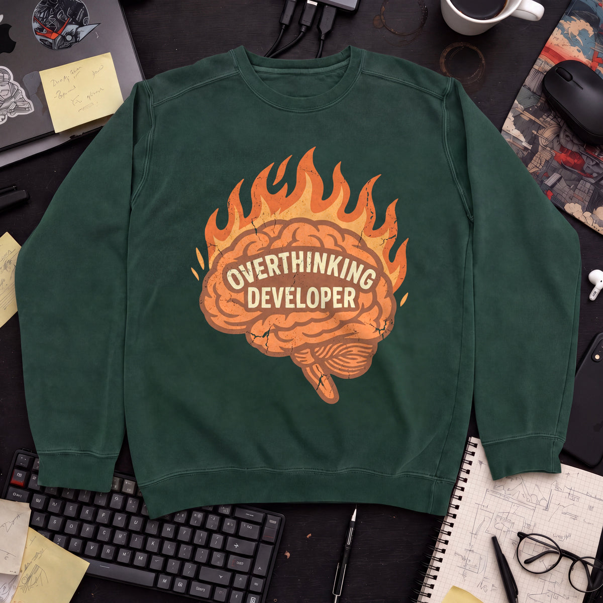 Overthinking Developer Sweatshirt — Bottle Green