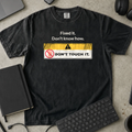 Fixed It Don't Know How Don't Touch It Shirt — Black Comfort Colors 1717 flat lay