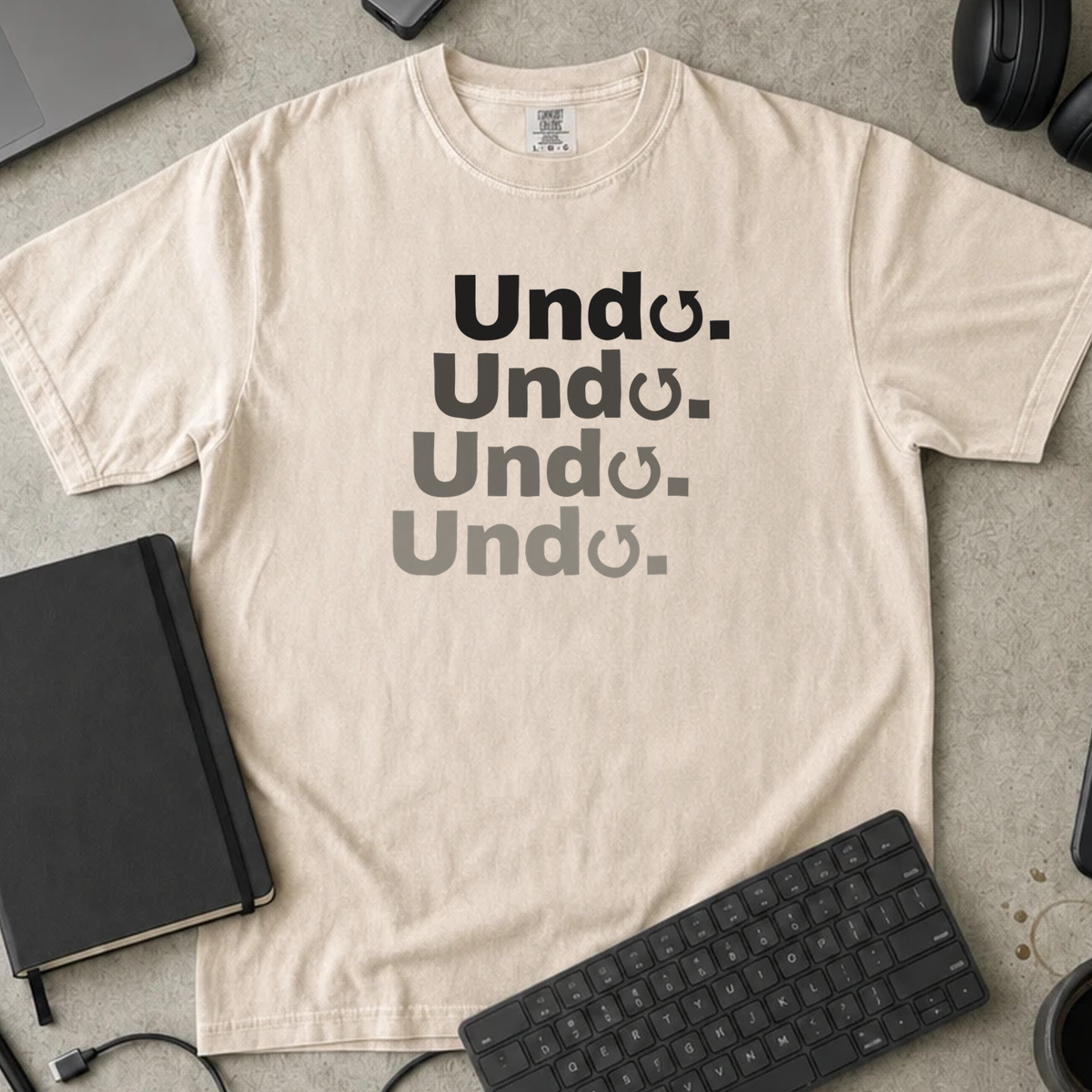 Undo Undo Undo Undo Shirt — Ivory Comfort Colors 1717 flat lay